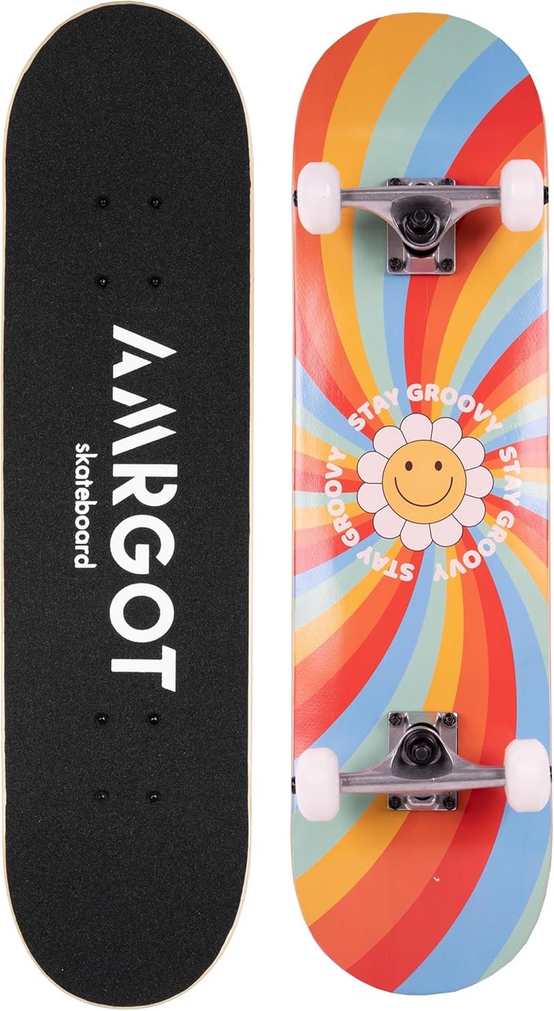 Amrgot Skateboards for Beginners,31 * 8 inches Complete Skateboards for Kids,Boys,Girls and Adults,7 Layer Maple Wood,Double Kick Deck Concave Standard and Tricks Skateboard - Image 1